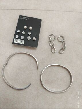 NWOT Nordstrom Jewelry Bundle Bracelets & Earrings Silver Tone